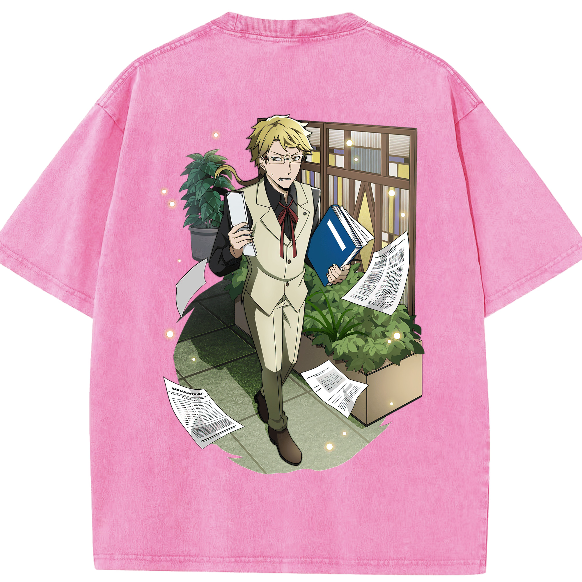 （画像用） 文豪ストレイドッグス Bungo Stray Dogs 綿100% ヴィンテージ風 半袖Tシャツ（背面プリント）